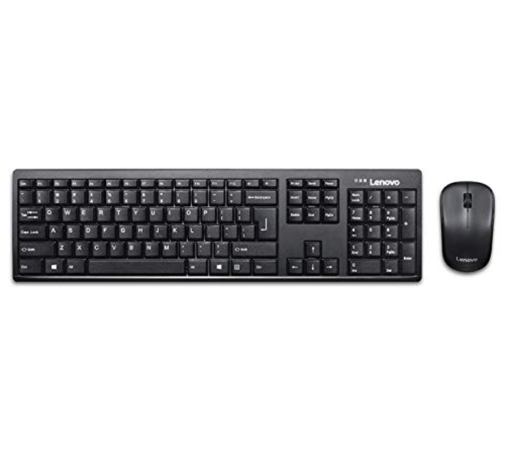 Lenovo 100 Wireless Keyboard & Mouse Combo, Ambidextrous 1000 DPI Mouse Optical Sensor, upto 3M clicks, Ultra slim water resistant keyboard, 2.4 GHz Wireless Nano USB, upto 1yr battery life GX30L6630