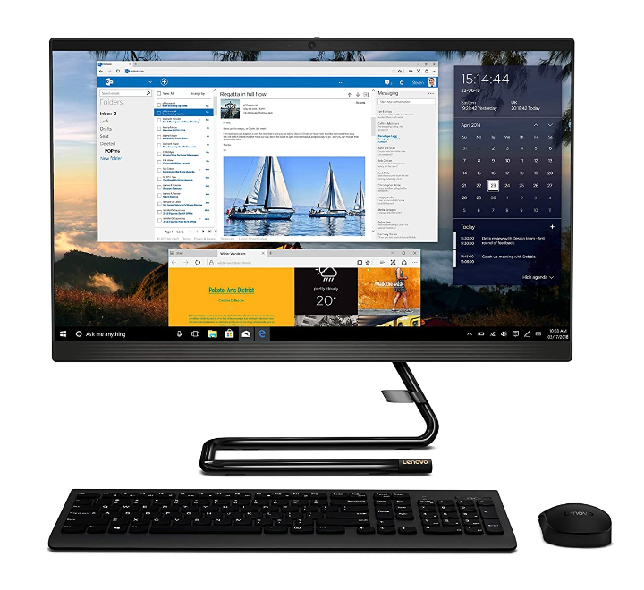 Lenovo IdeaCentre A340 23.8-inch Full HD IPS All-in-One Desktop (Intel Core i5-10210U/8GB/512GB SSD/Windows 11/MS Office 2021/HD 720p Camera/Wireless Keyboard & Mouse/Black), F0E800YBIN