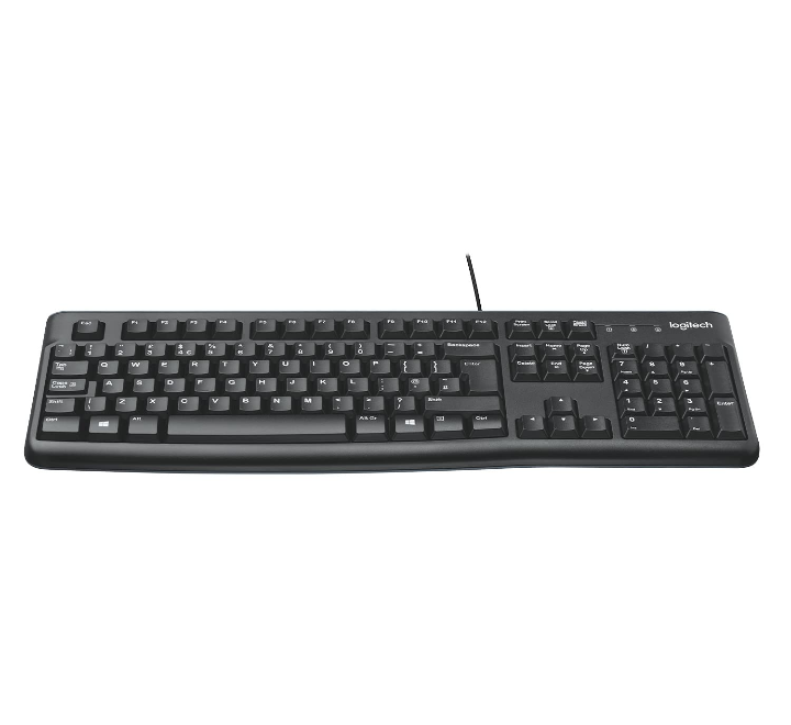 Logitech K120 Wired Keyboard for Windows, USB Plug-and-Play, Full-Size, Spill-Resistant, Curved Space Bar, Compatible with PC, Laptop - Black