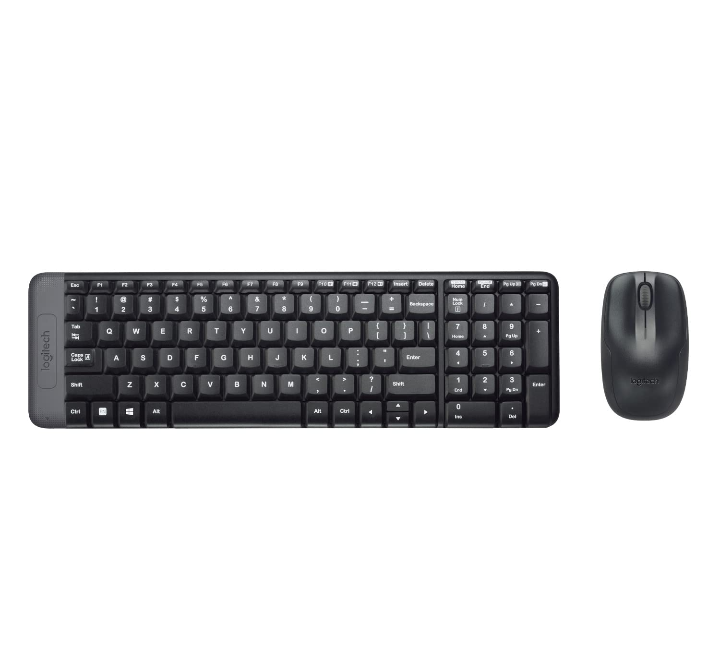 Logitech MK220 Compact Wireless Keyboard and Mouse Combo for Windows, 2.4 GHz Wireless with Unifying USB-Receiver, Compatible with PC, Laptop - Black