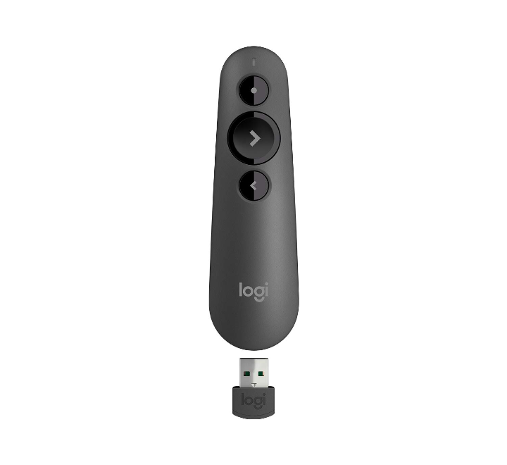 Logitech R500 Laser Presentation Remote Clicker with Dual Connectivity Bluetooth or USB for Powerpoint, Keynote, Google Slides, Wireless Presenter